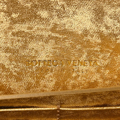 Metallic Lambskin Intrecciato Long Andiamo Top Handle Clutch Gold
