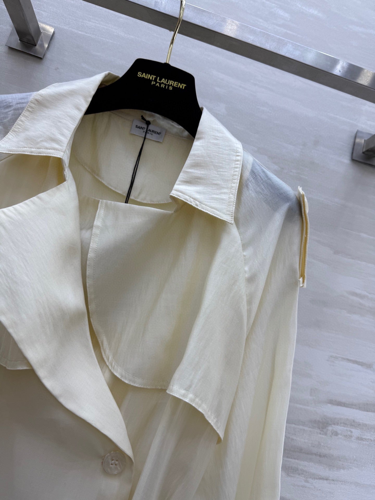 YSL 25 Windbreaker Jacket Cream Tencel