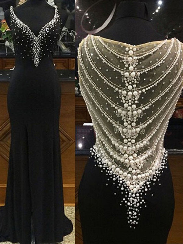 Beaded Sparkly Gorgeous Black Charming Prom Gown Dresses