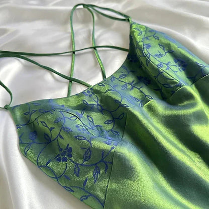 Beautiful A Line Spaghetti Straps Green Long Prom Dresses Prom Gown