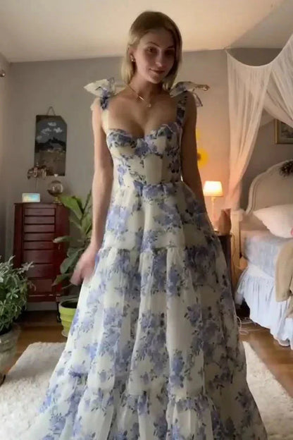 Beautiful Floral Chiffon Elegant Long Prom Dress Prom Gowns Prom Dresses