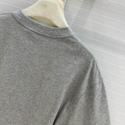 Gucci 25 Printed Long-sleeved T-shirt Gray Cotton