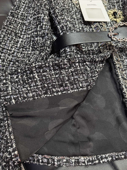 CC 25Ss Middle Length Coat Black Leather Belt