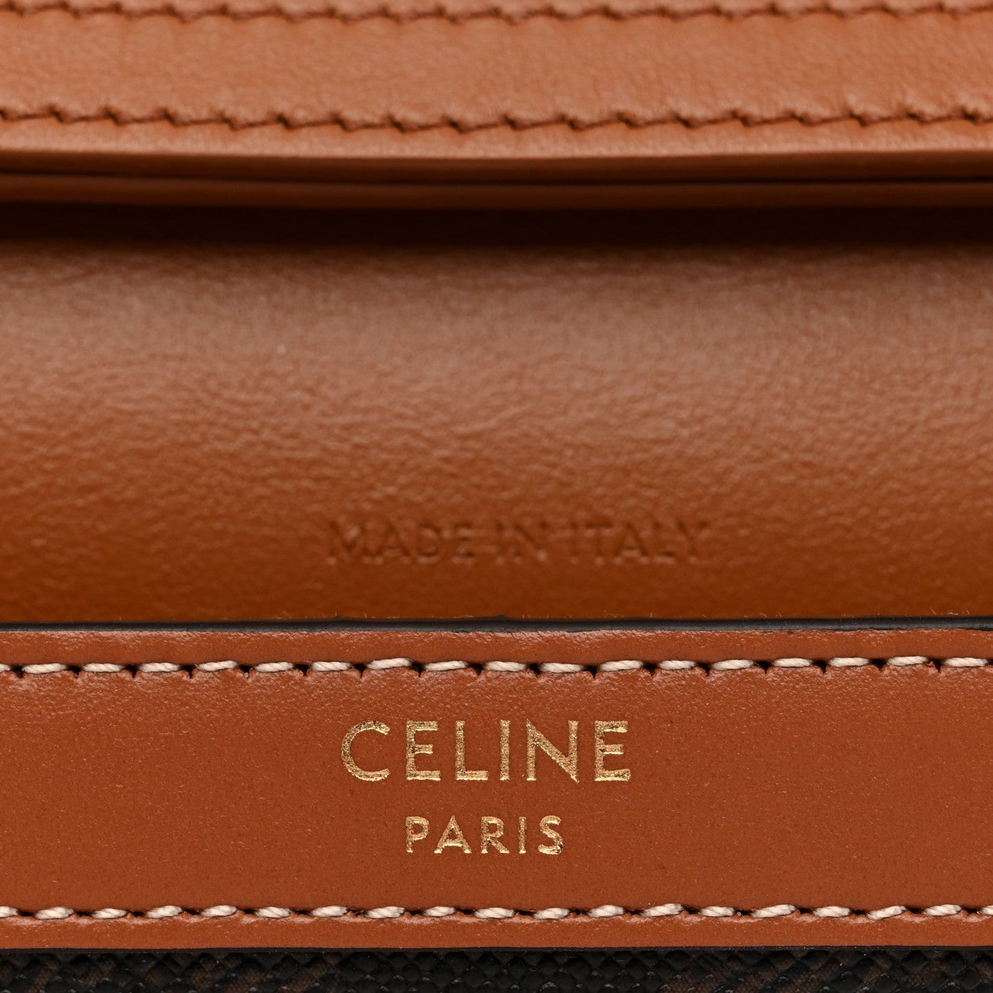 Triomphe Canvas Calfskin Margo Wallet on Chain Tan