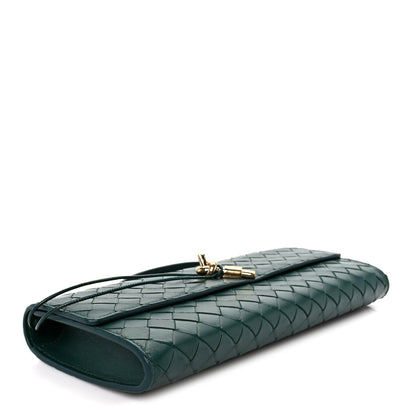 Nappa Intrecciato Long Andiamo Top Handle Clutch Emerald Green