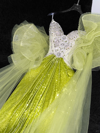 Sparkling Green Sequined Design Elegant Mermaid Prom Dress Evening Dress TP4214