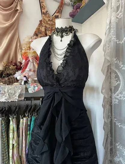 Black/Red Sweet Vintage Fashion Backless Long A-Line Chiffon Tulle Ball Gowns Prom Dress Birthday Dresses