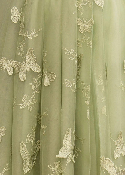 Fairtale Prom Dress Green Elegant Lace Maxi Dresses with Slit
