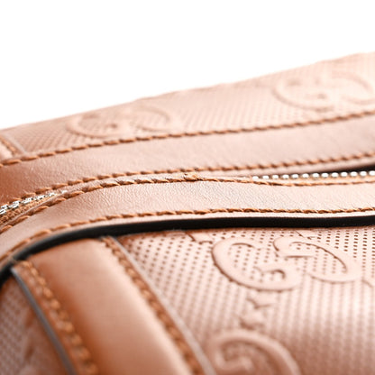 Calfskin GG Tennis Embossed Large Duffle Bag Brown