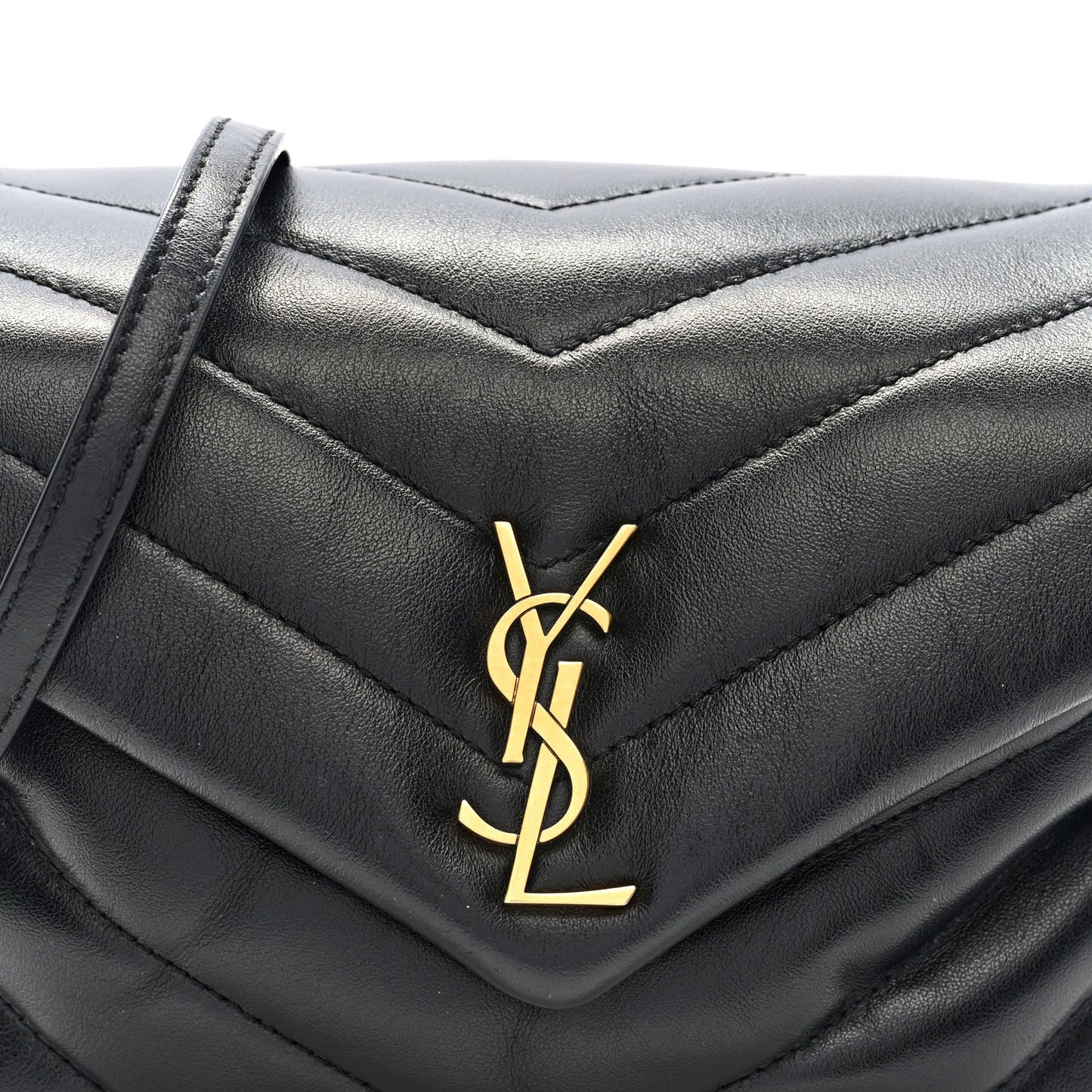 Calfskin Y Quilted Monogram Toy Loulou Crossbody Bag Black