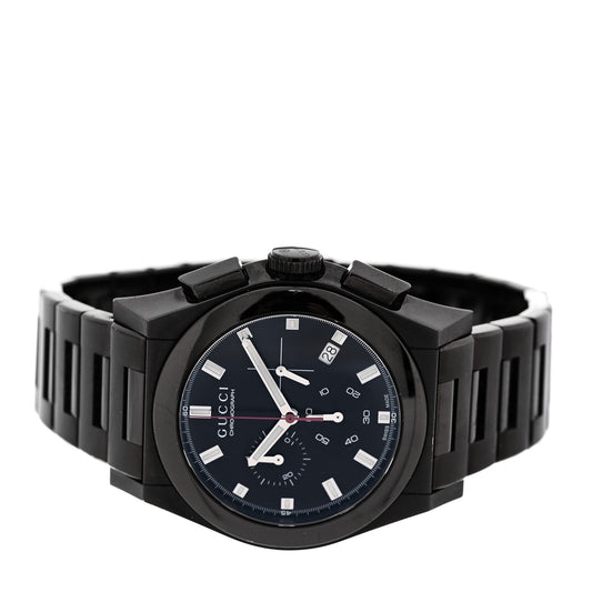 Stainless Steel 44mm Pantheon Chronograph Quartz Watch Black