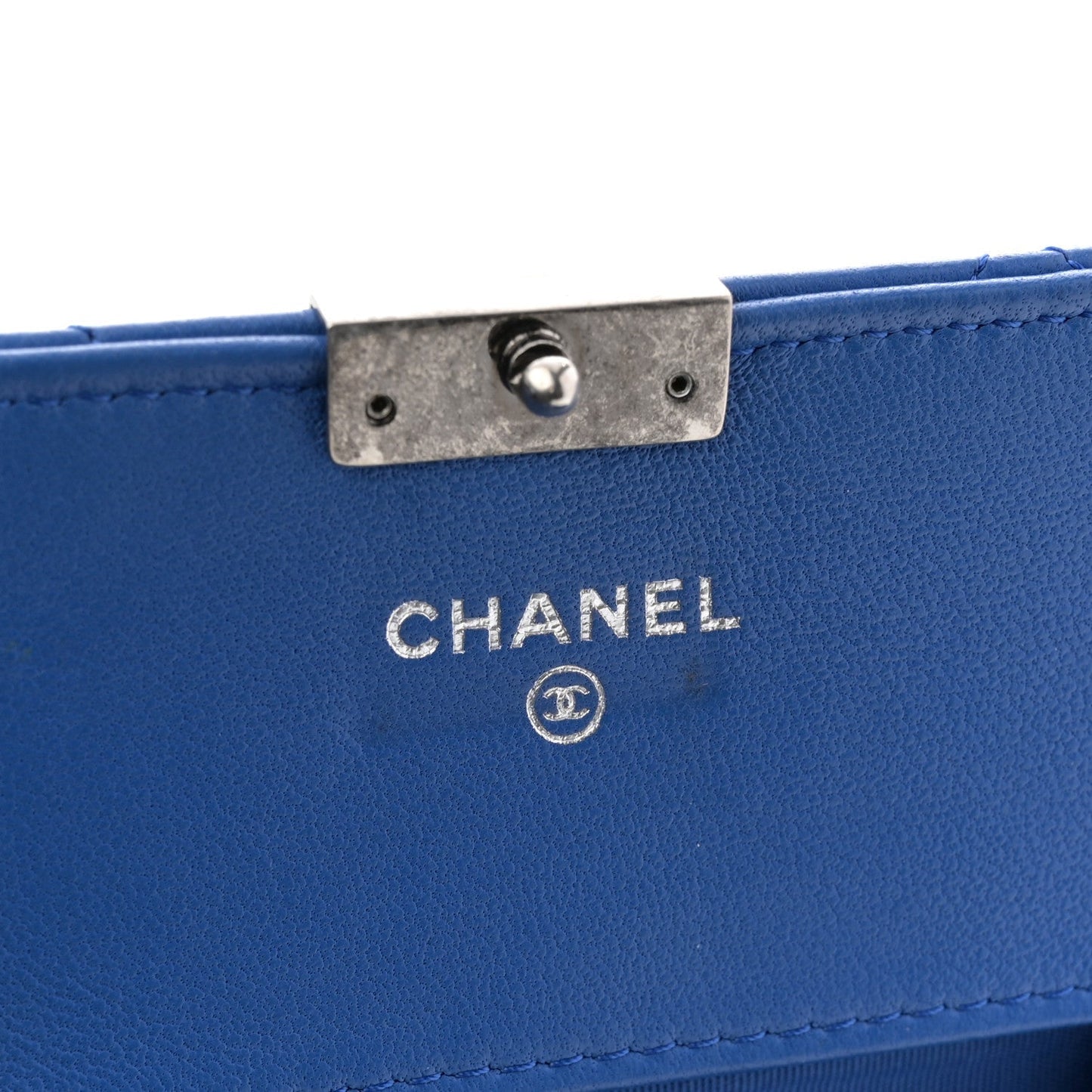Lambskin Quilted Clutch with Chain Blue