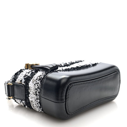 Sequin Calfskin Small Gabrielle Hobo Black White