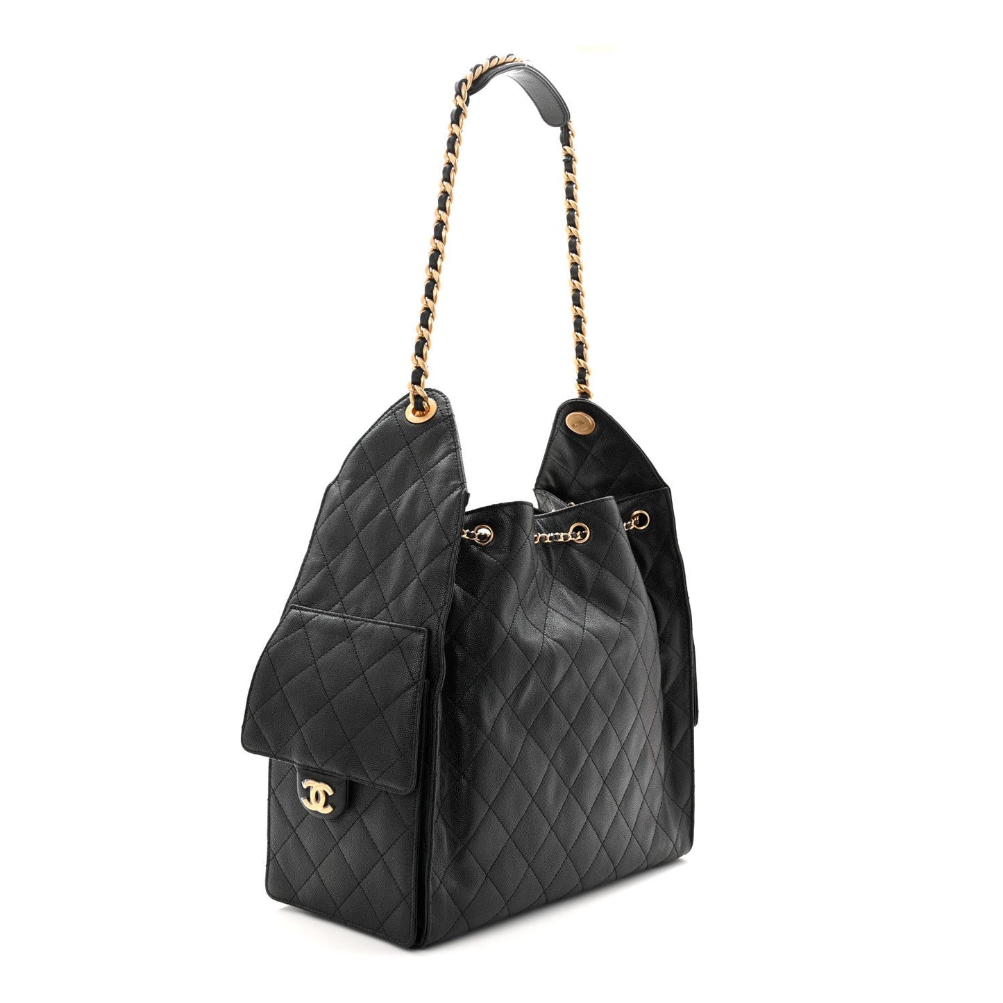 Caviar Quilted Medium Chanel 25 Handbag Black