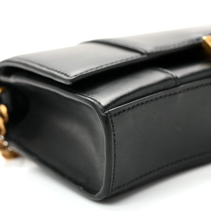 Shiny Box Calfskin Hourglass Chain Bag Black