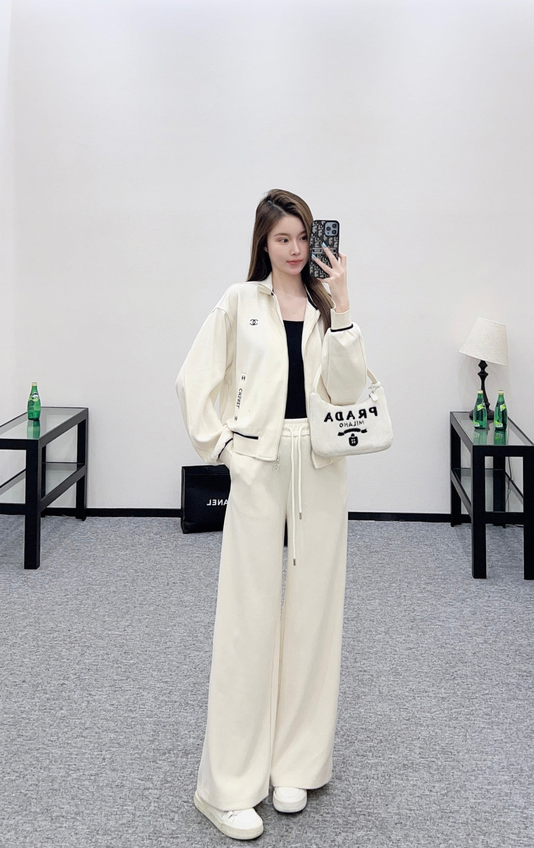 CC 25 Jacket and Pants Set White Viscose and Polyester