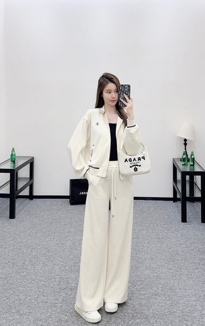 CC 25 Jacket and Pants Set White Viscose and Polyester