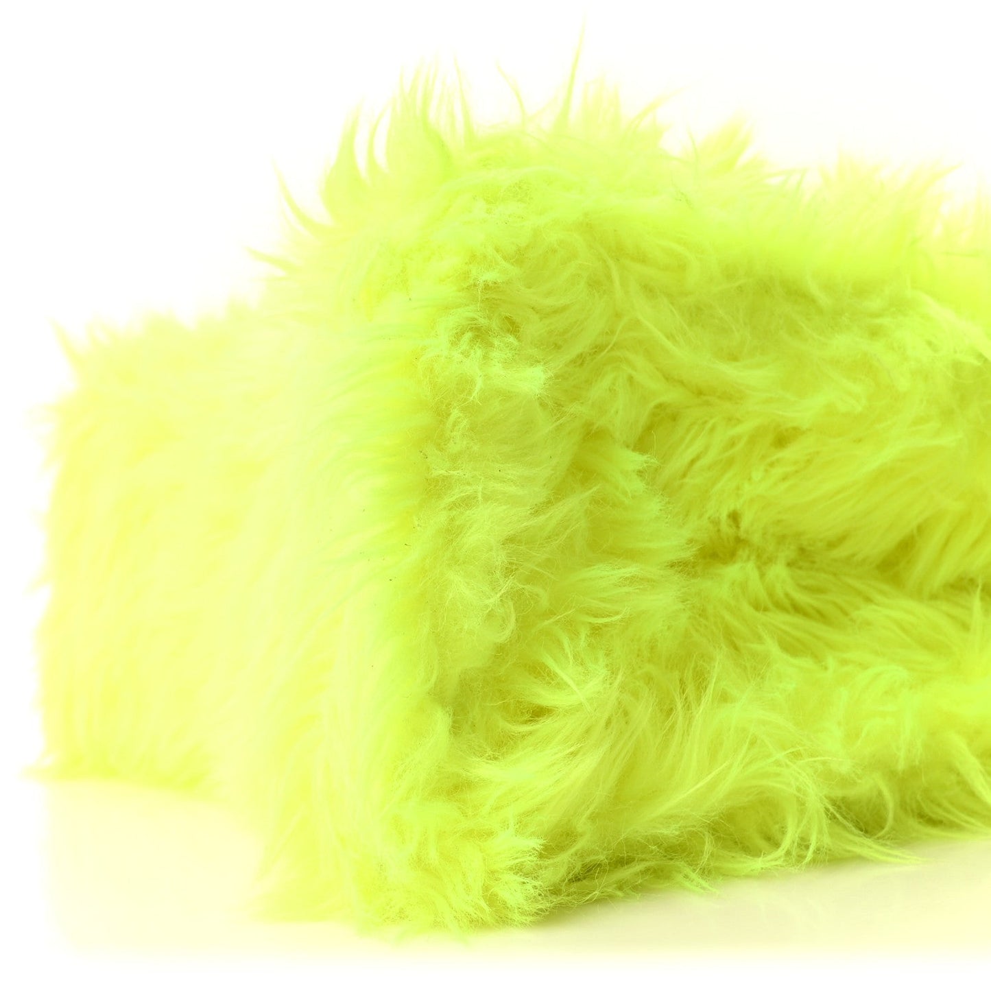 Faux Fur Medium Fluffy Hourglass Top Handle Bag Fluo Yellow