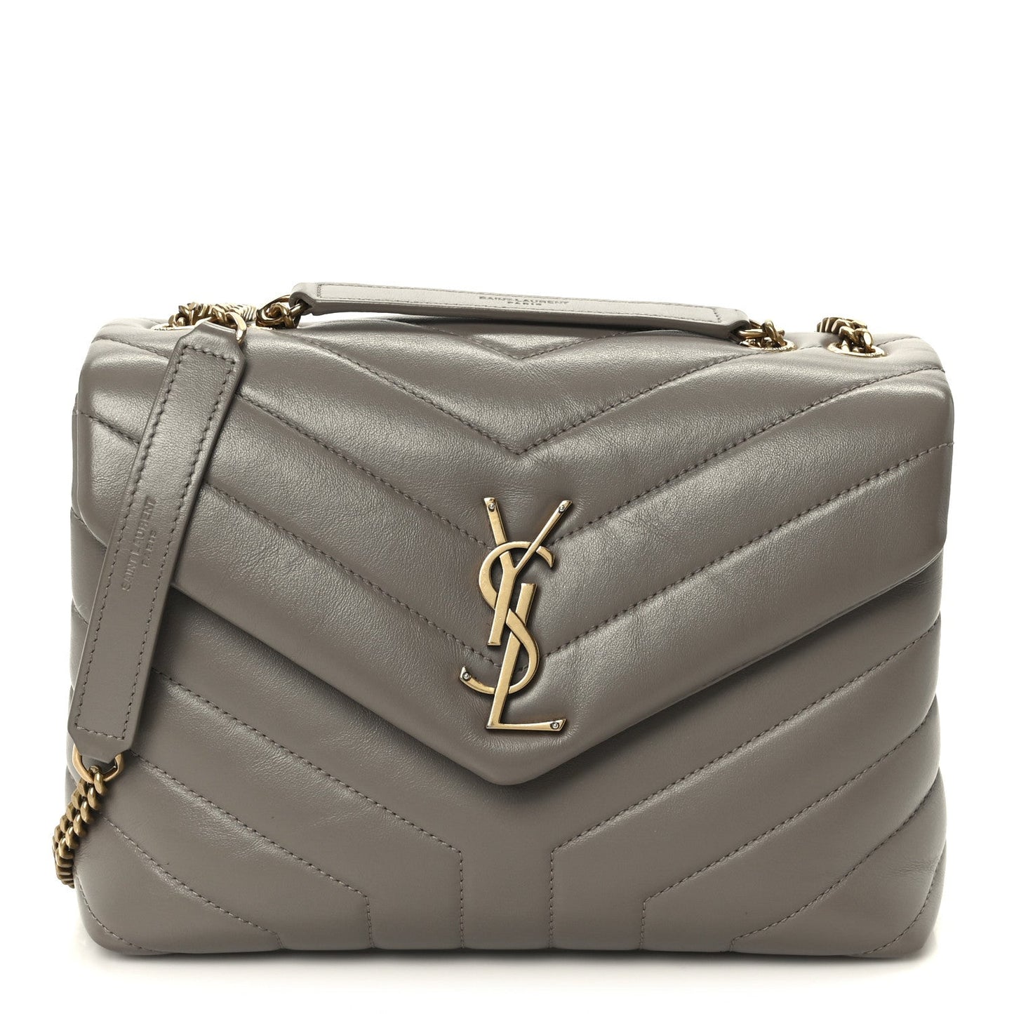 Calfskin Y Quilted Monogram Small Loulou Chain Satchel Taupe