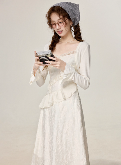 2025 Summer French Gentle Style White Suspender Dress Beautiful Holiday Dress R1908