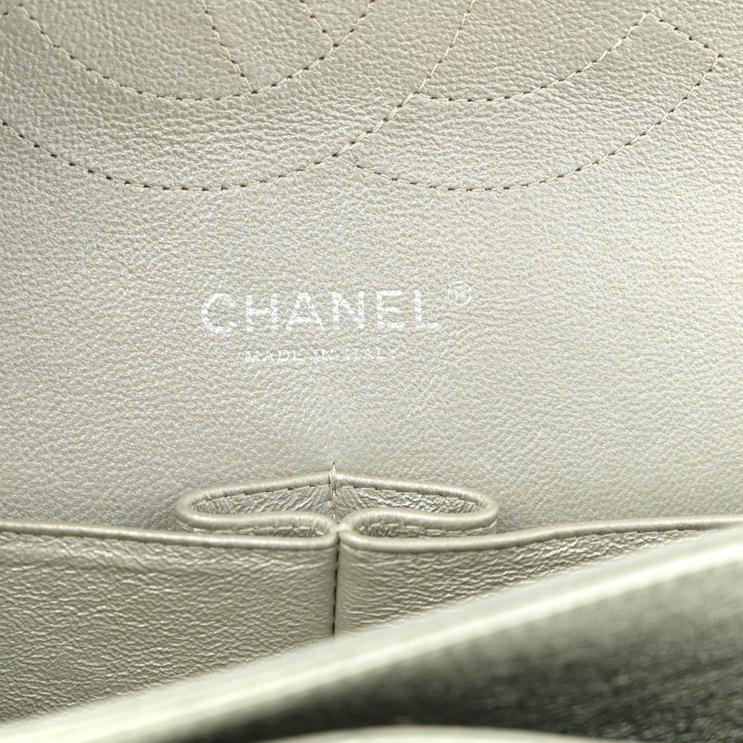 Metallic Lambskin Quilted Jumbo Double Flap Green
