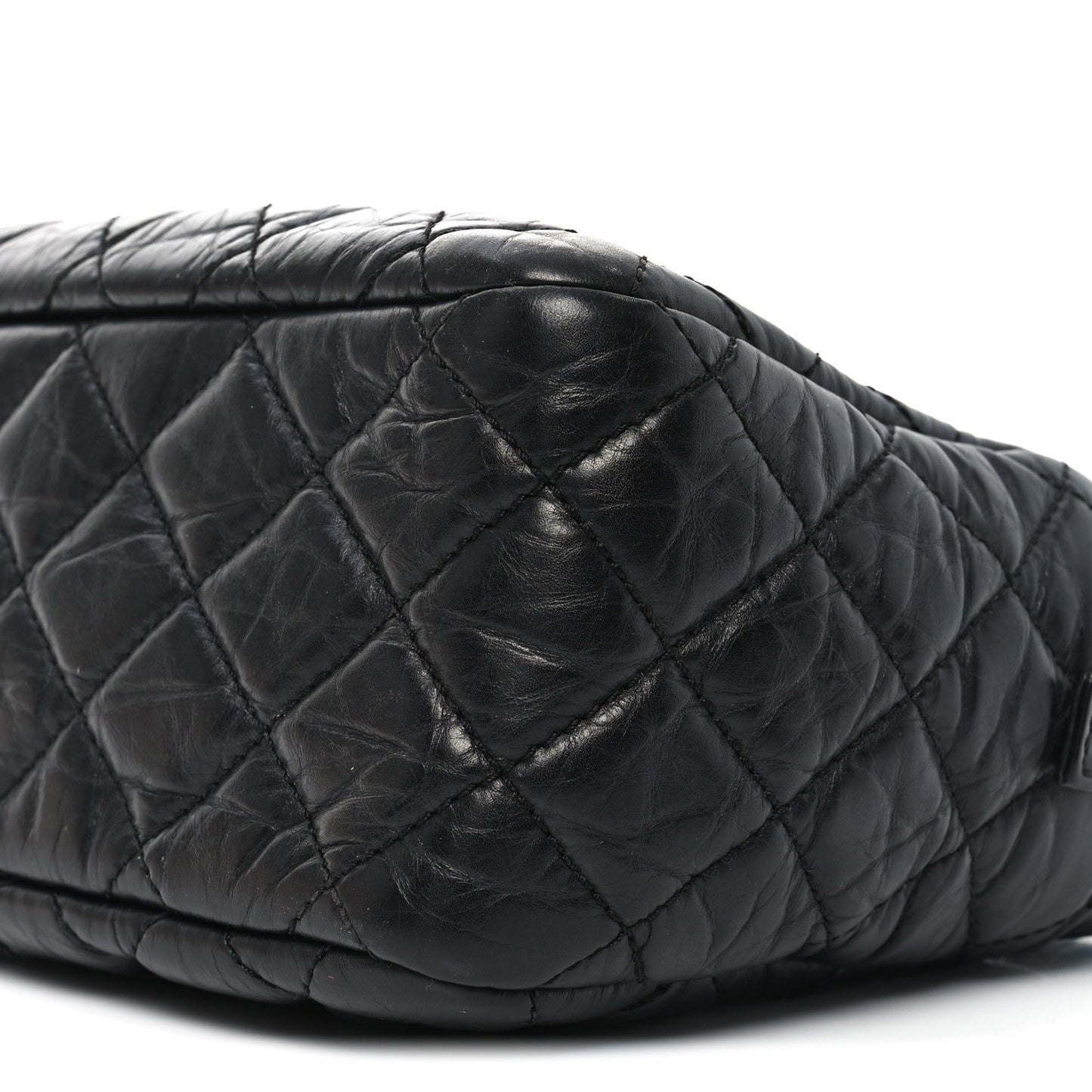 Aged Calfskin Quilted Medium Reissue Camera Case Black