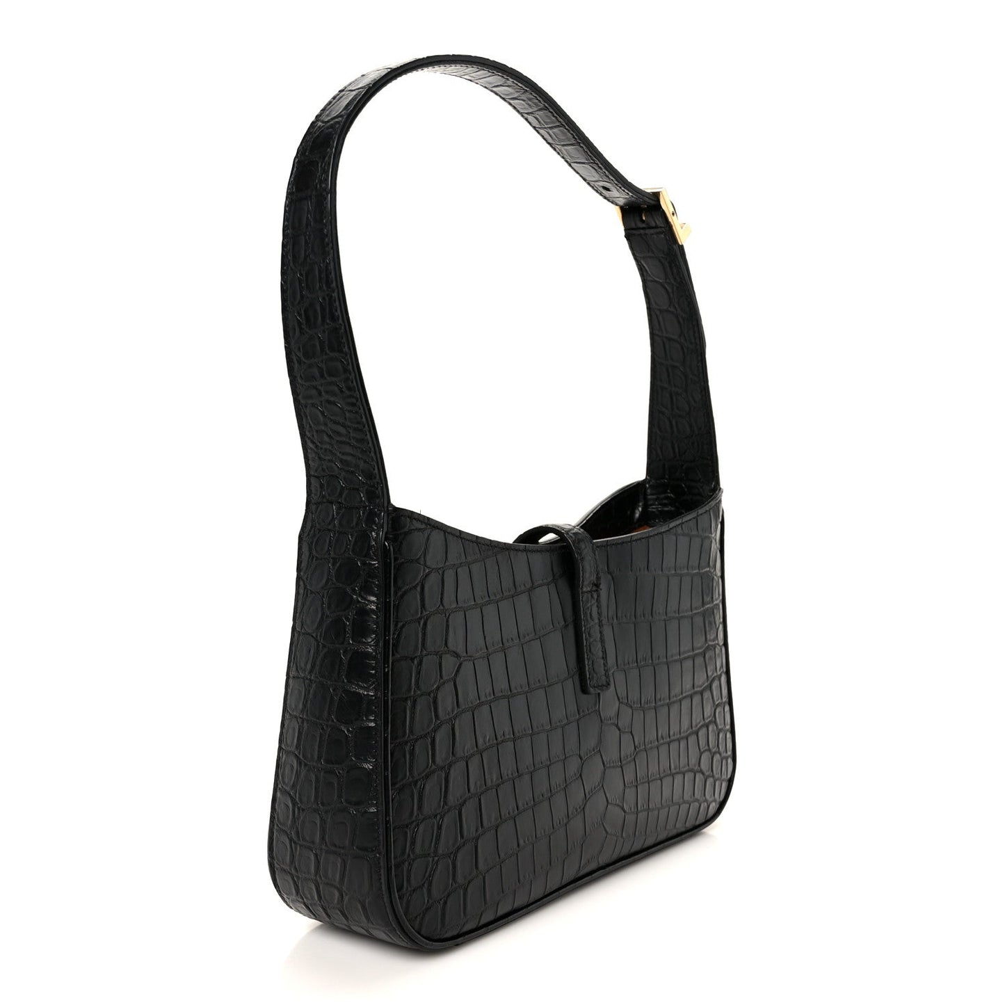 Calfskin Crocodile Embossed Le 5 A 7 Hobo Black