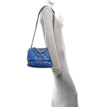 Lambskin Quilted Large Chanel 19 Flap Blue
