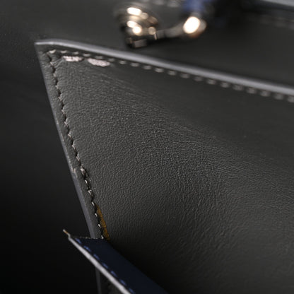 Calfskin Embossed Large Peekaboo Iconic Fit Satchel Blueberry