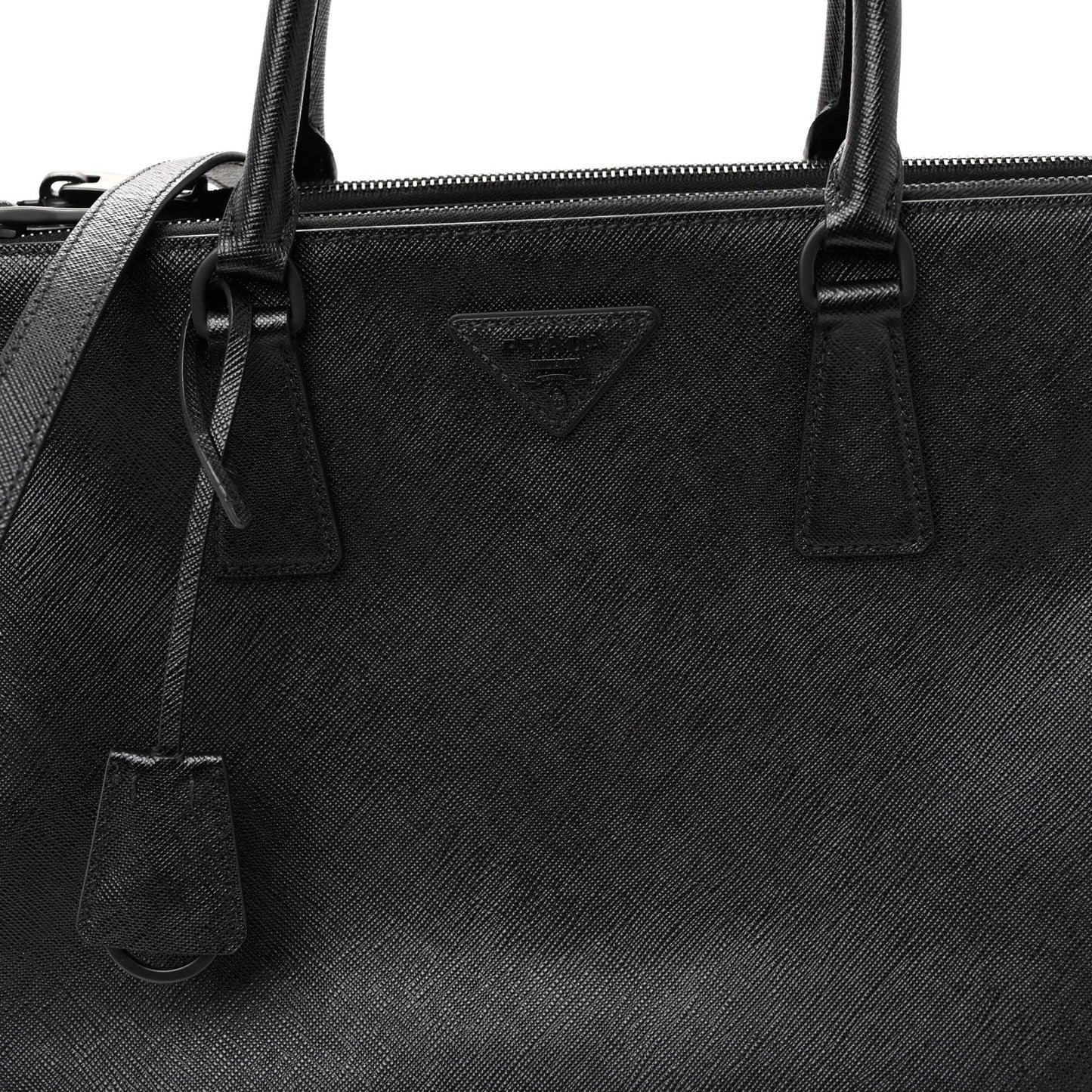 Saffiano Lux Monochrome Large Galleria Double Zip Tote Black