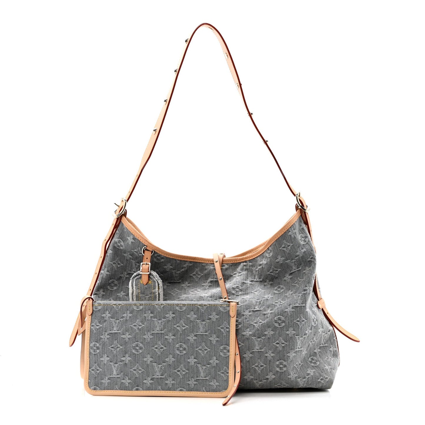 Monogram Denim CarryAll MM Washed Grey