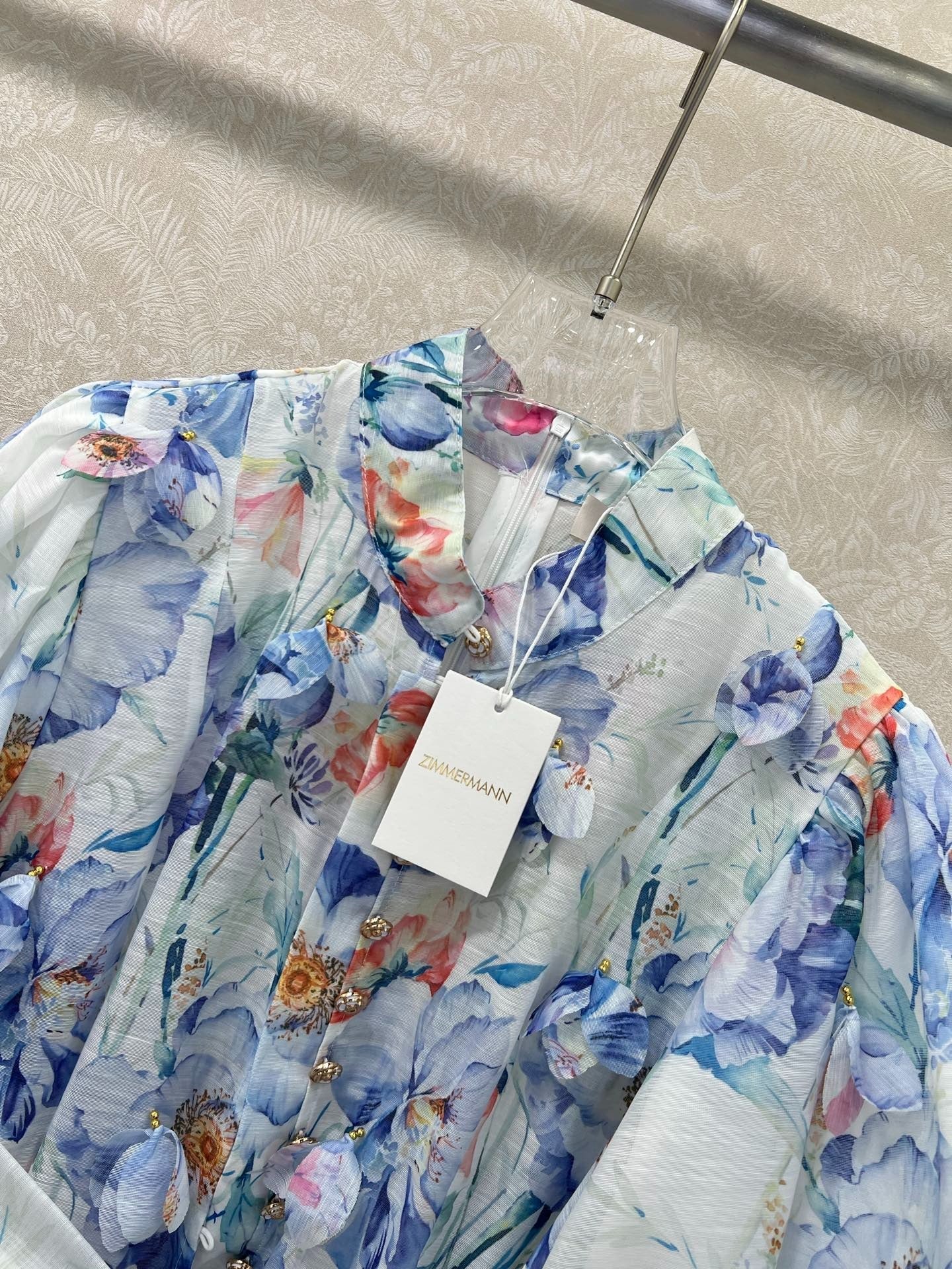 ZIMMER DRESS WITH STAND COLLAR AND PUFF SLEEVES 269285