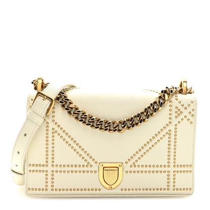 Lambskin Studded Small Diorama Flap Bag Latte