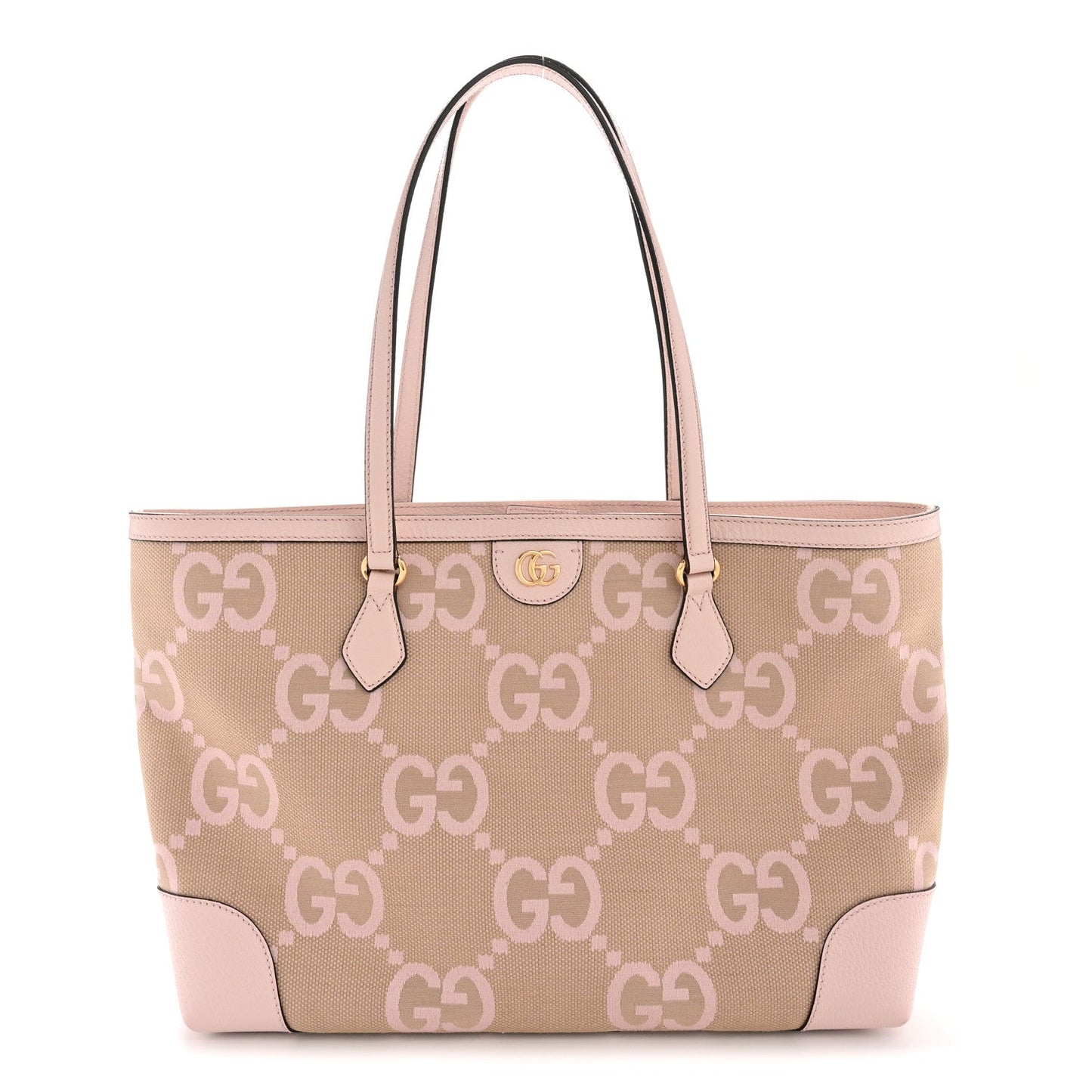 Monogram Jumbo GG Textured Dollar Calfskin Medium Ophidia Shopping Tote Beige Perfect Pink