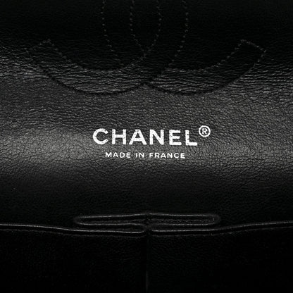 Patent Quilted Medium Double Flap Black