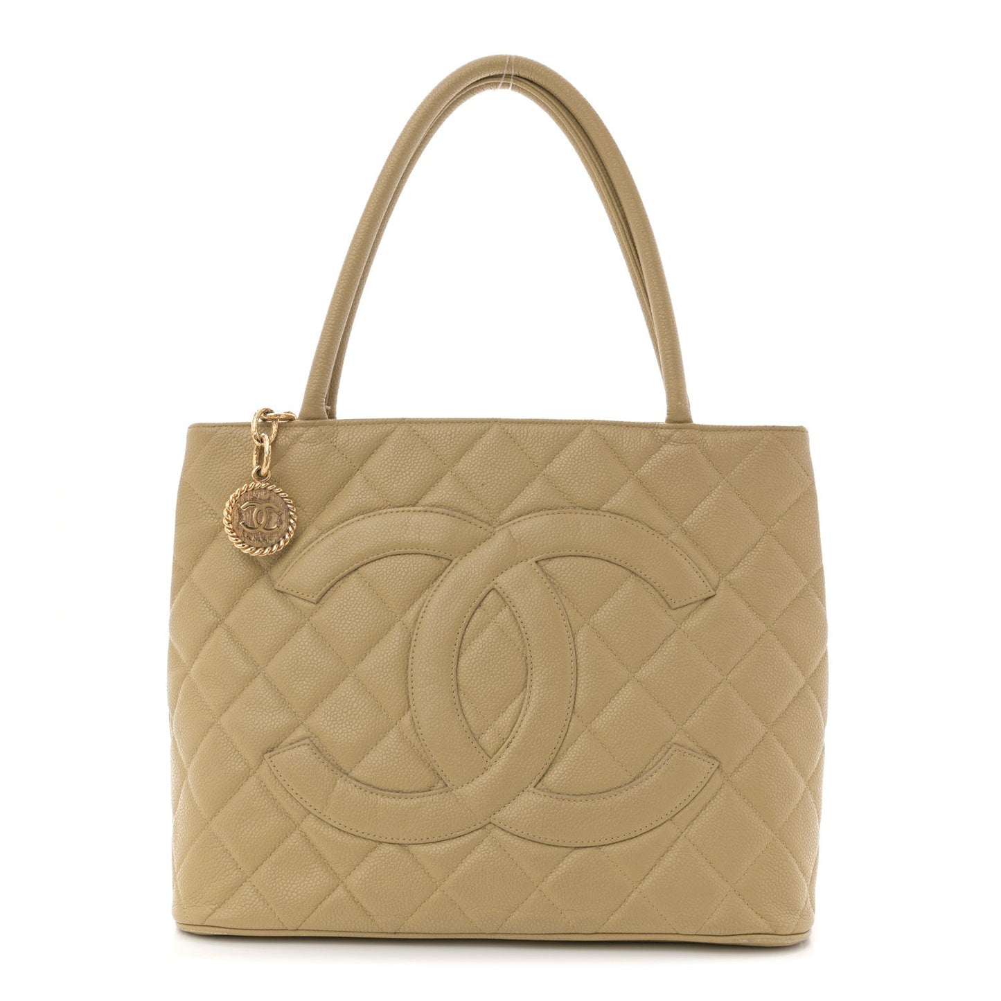 Caviar Quilted Medallion Tote Beige