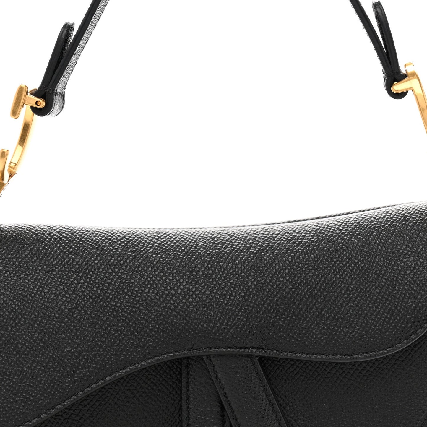 Grained Calfskin Mini Saddle Bag Black