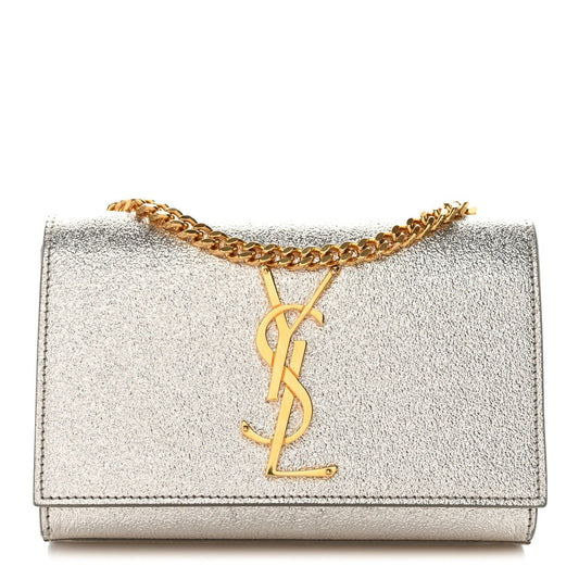Metallic Calfskin Small Classic Monogram Kate Satchel Platine