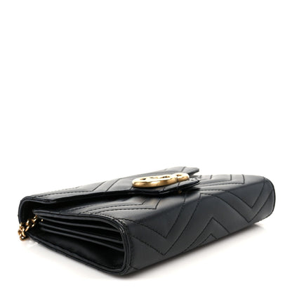 Calfskin Matelasse GG Marmont Chain Wallet Black