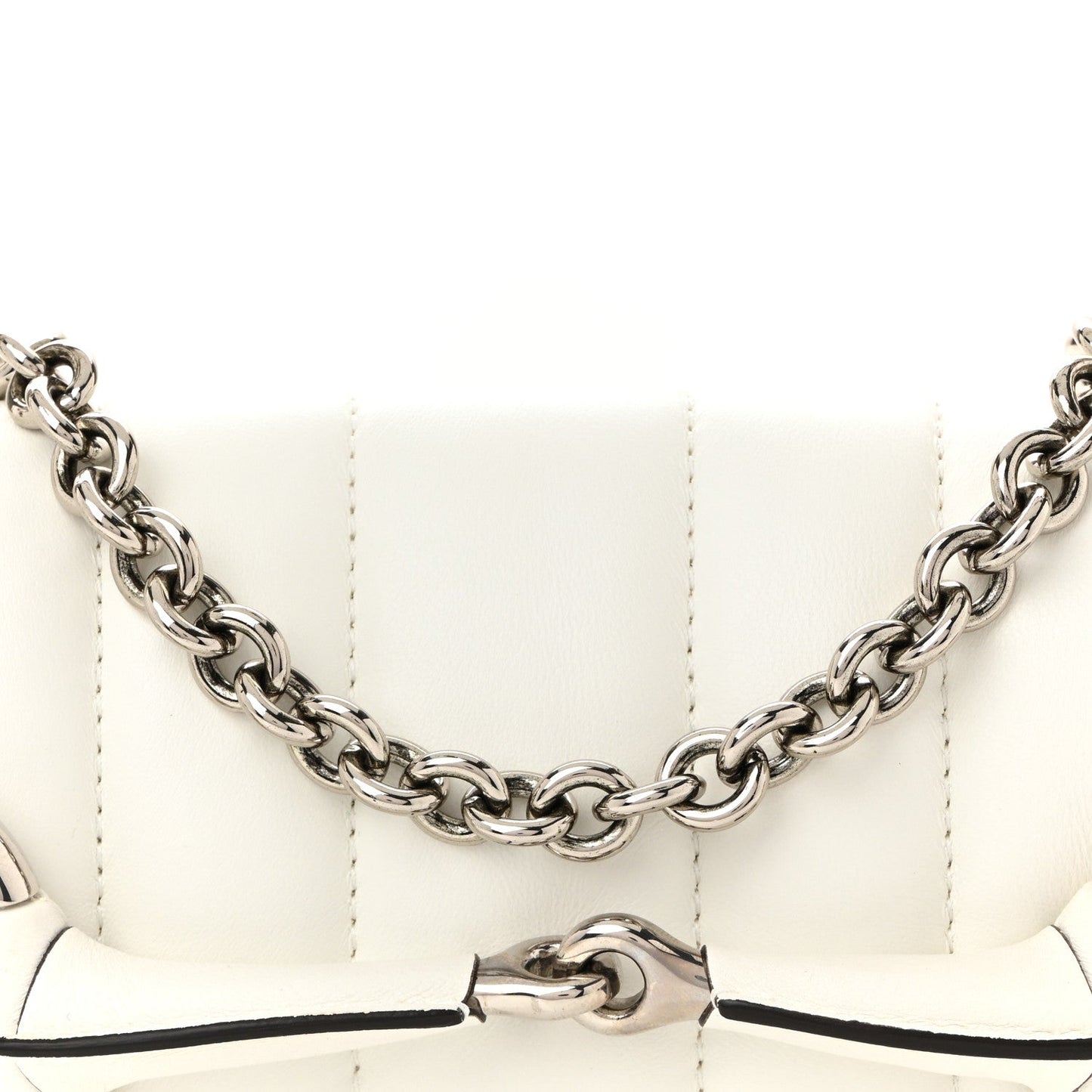 Nappa Vertical Matelasse Small Maxi Horsebit Chain Shoulder Bag Great White