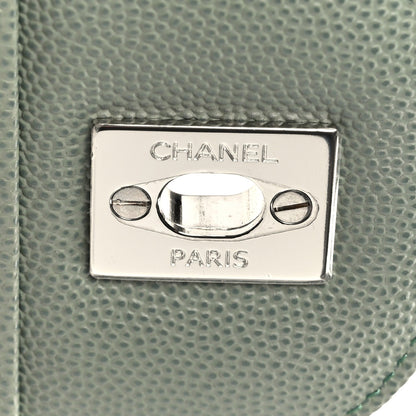 Caviar Chevron Quilted Jumbo Double Flap Green