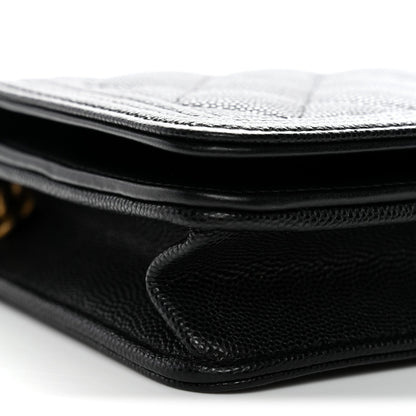 Caviar Quilted Boy Wallet On Chain WOC Black