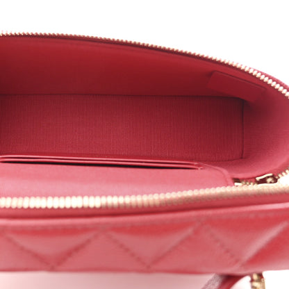 Caviar Quilted Top Handle Slim Vanity With Chain Red