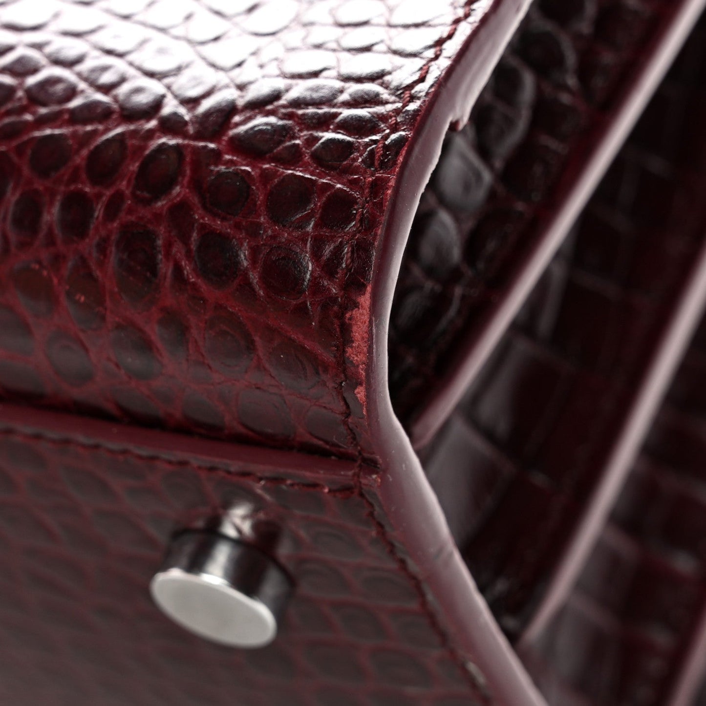 Calfskin Crocodile Embossed Baby Sac De Jour Bordeaux