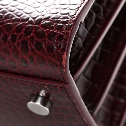 Calfskin Crocodile Embossed Baby Sac De Jour Bordeaux