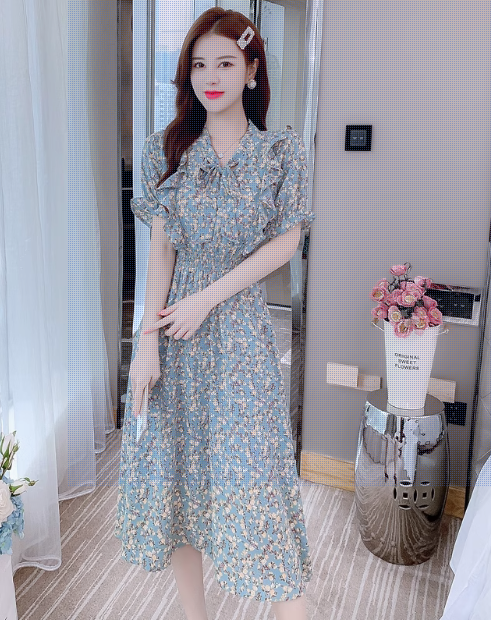 New Fashion Simple Floaral Design Women Long Dress TP3049