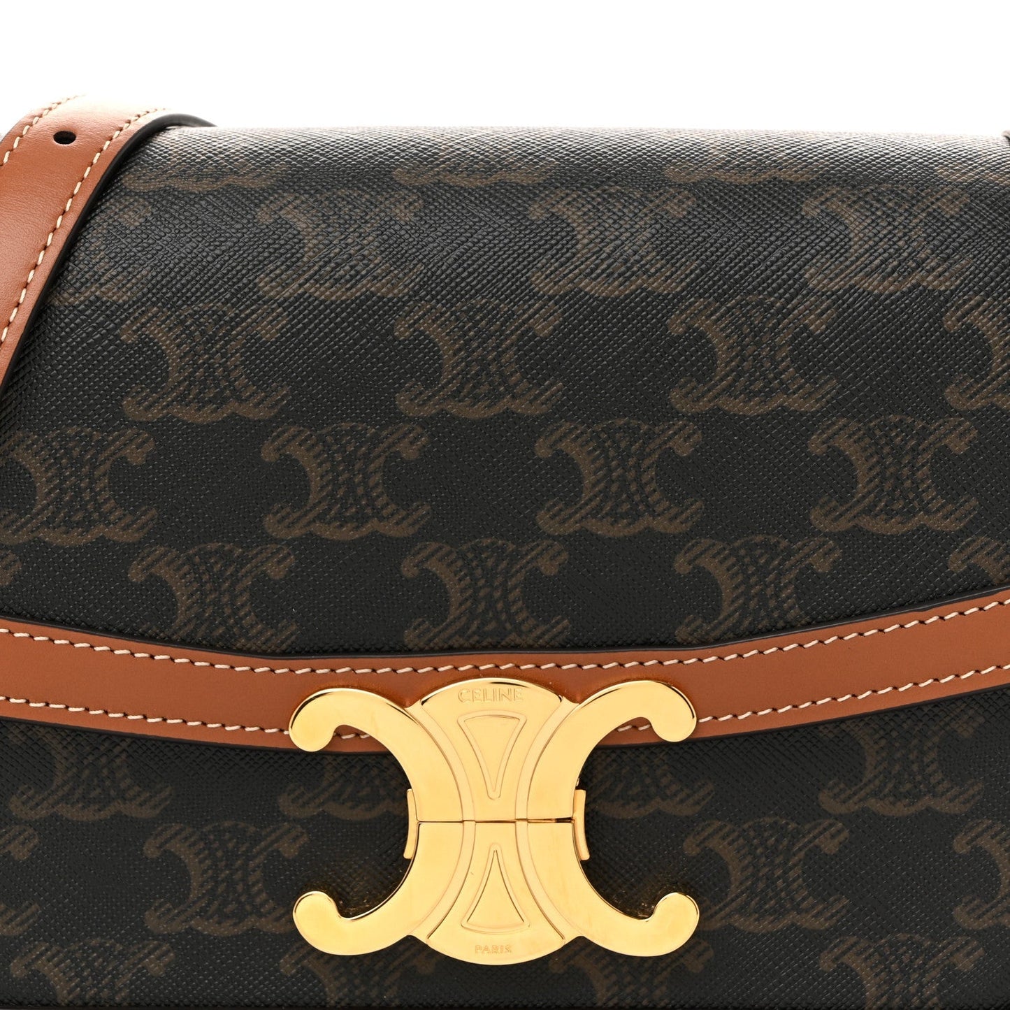 Calfskin Triomphe Canvas Teen Triomphe Bag Tan