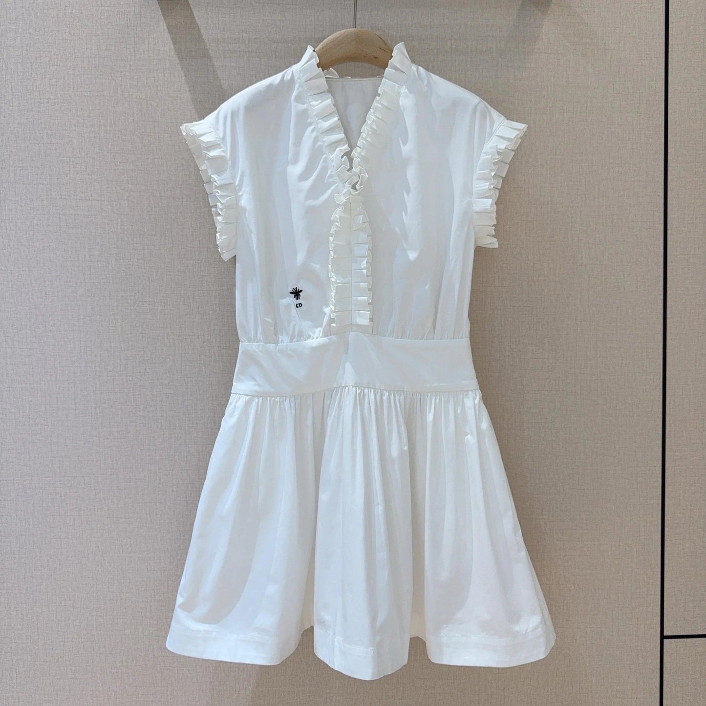 DIOR 25S SHORT PLEATED LACE SHIRT DRESS 553