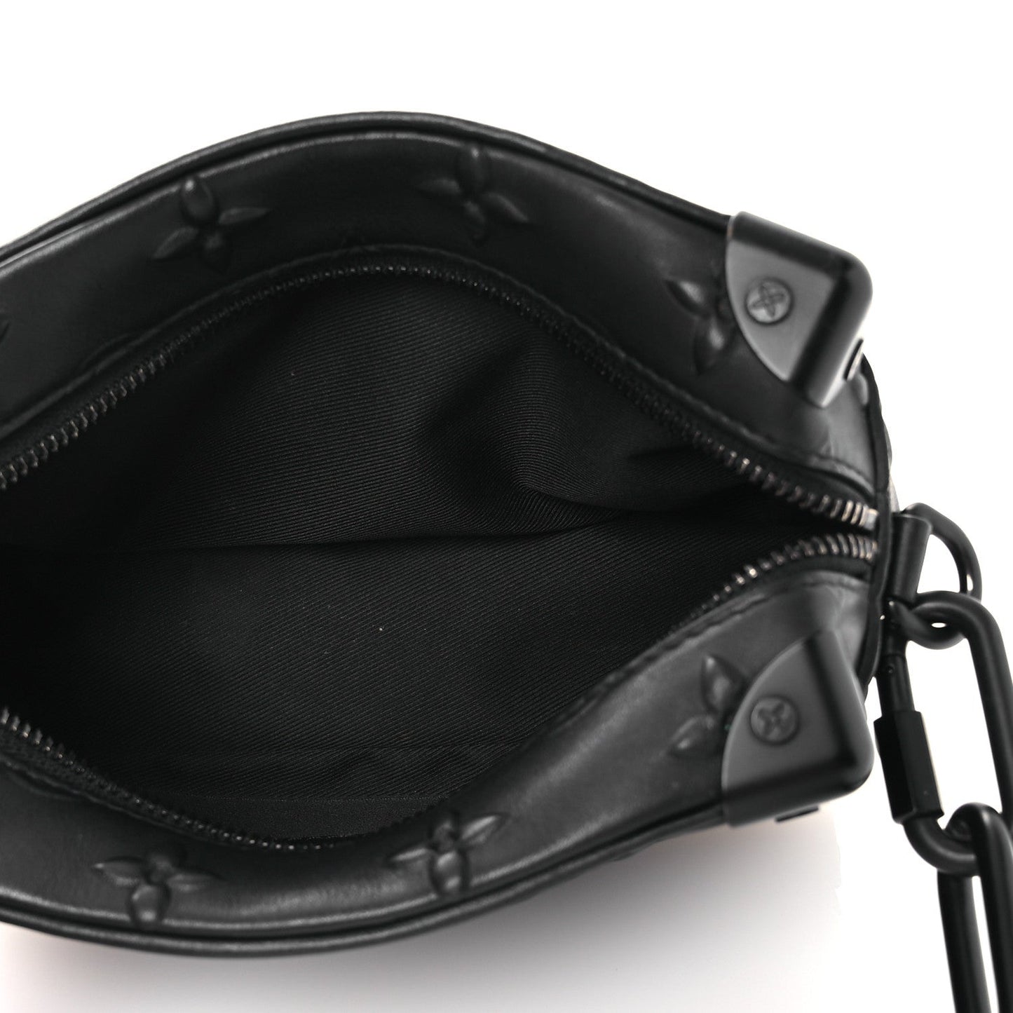 Calfskin Debossed Monogram Solar Ray Mini Soft Trunk Black