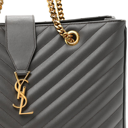 Grain De Poudre Matelasse Chevron Monogram Shopping Bag Fog